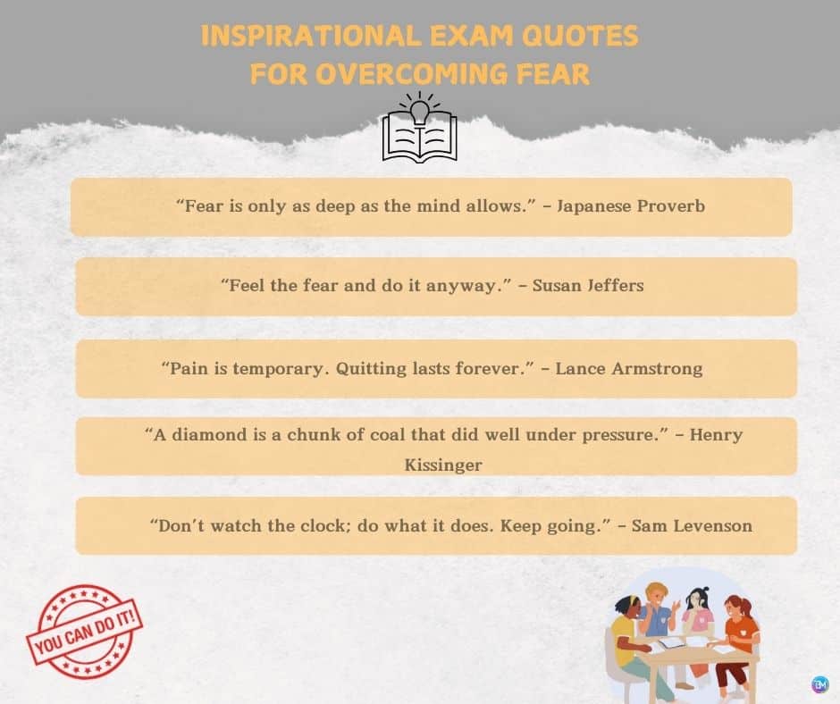 Inspirational Exam Quotes for Overcoming Fear social card 