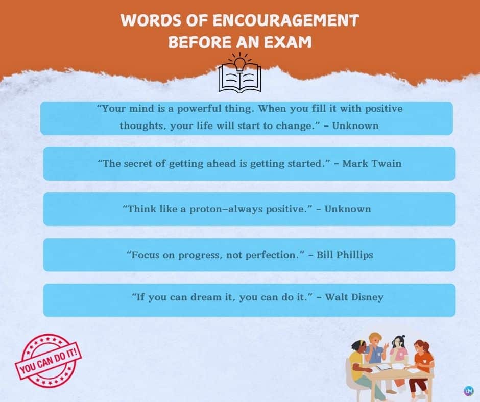 Words of Encouragement Before an Exam quotes social card 