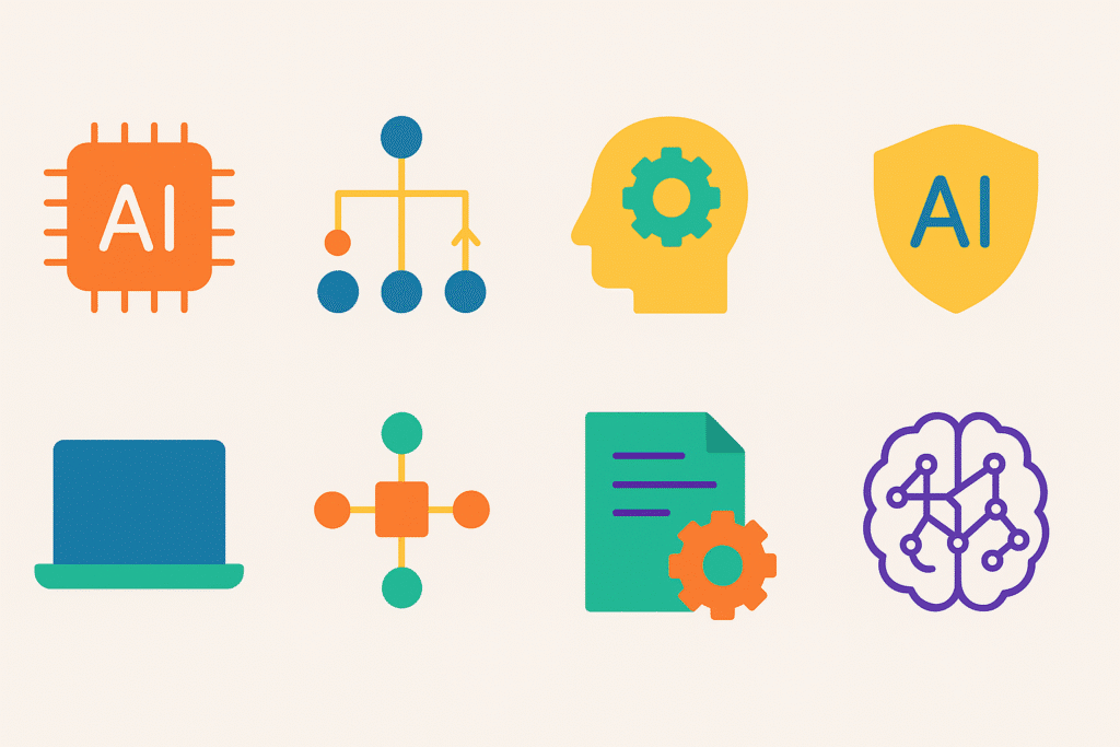 a group of colorful icons